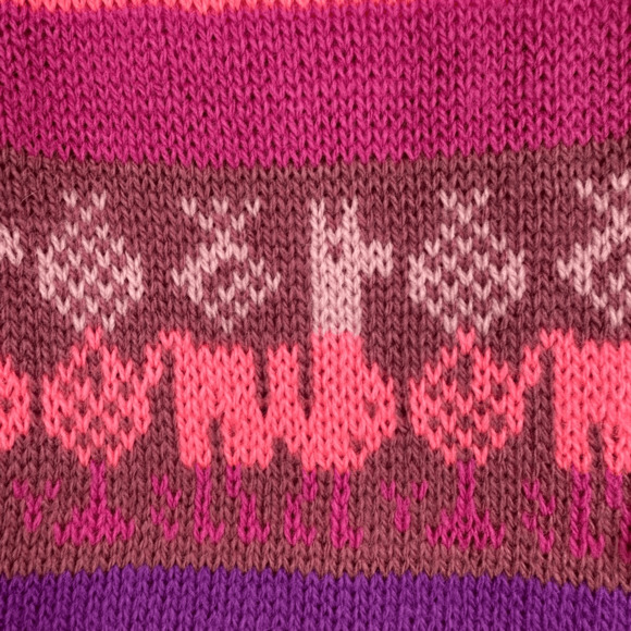 Alpaca Wool Youth XL Sweater Hooded Pink Striped Fringe Hem Pockets Made in Peru - Picture 9 of 12